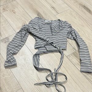 Urban Outfitters Black and White Striped Crop Top